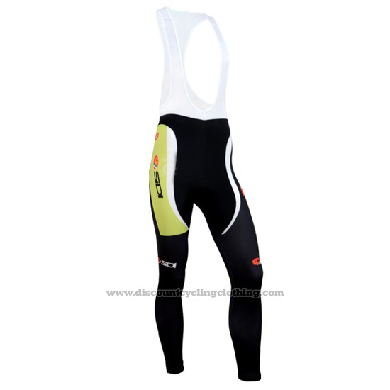 2014 Cycling Jersey Castelli SIDI Black and Green Long Sleeve and Bib Tight